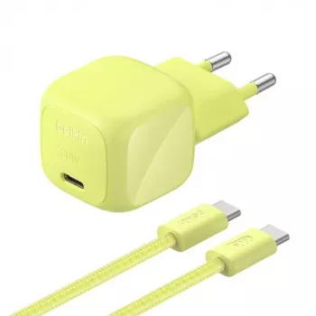 Belkin BOOST Charge cargador USB-C/USB-C 30W PD con PPS, Citrus + cable USB-C de 2 m (WCA008KQ2MGR-B6)