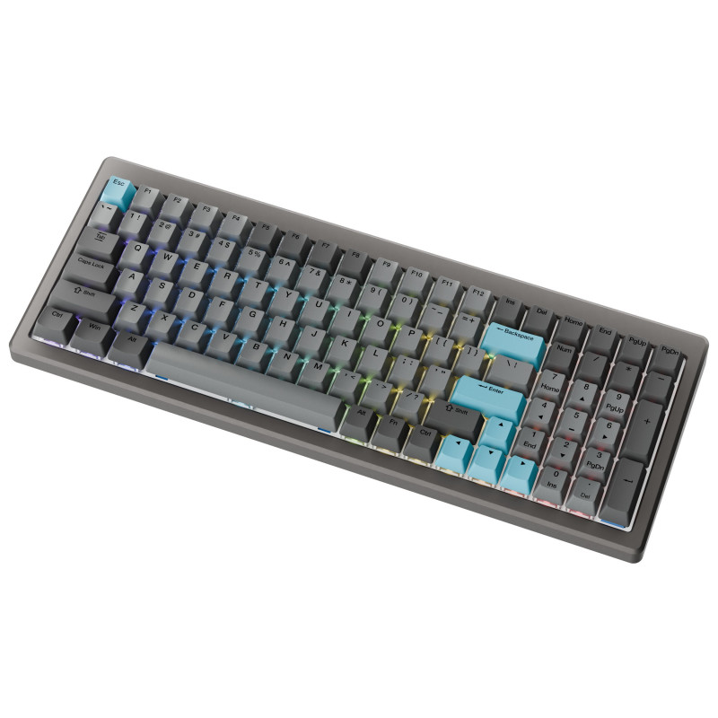 Ducky Cushion 98 teclado gaming, 96%, distribución US (ANSI), Shush Green Switches - Nickel (DKCUS2598-DDUSPHCC3H1)