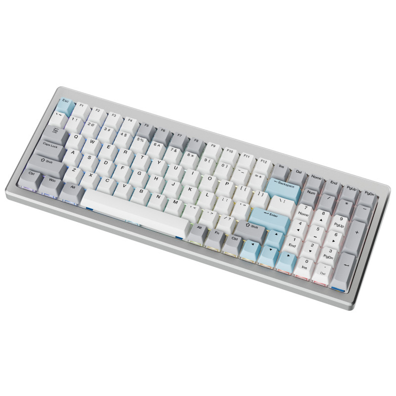 Ducky Cushion 98 teclado gaming, 96%, distribución US (ANSI), Shush Green Switches - plata (DKCUS2598-DDUSPHCC4S1)