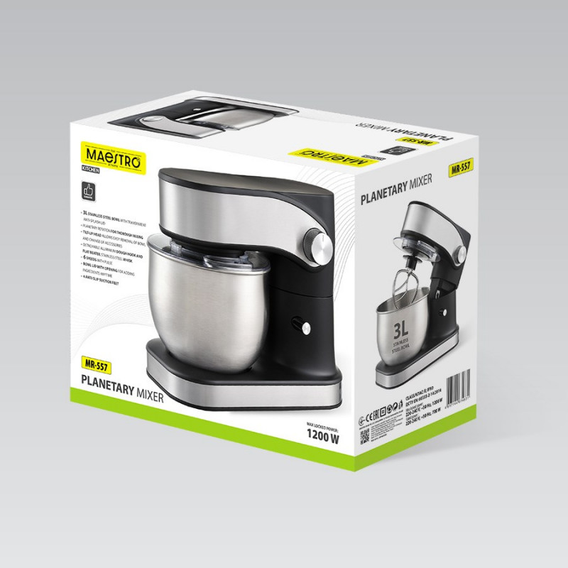MEO MR-557 MAESTRO batidora planetaria, bol de 3 l, 1200 W