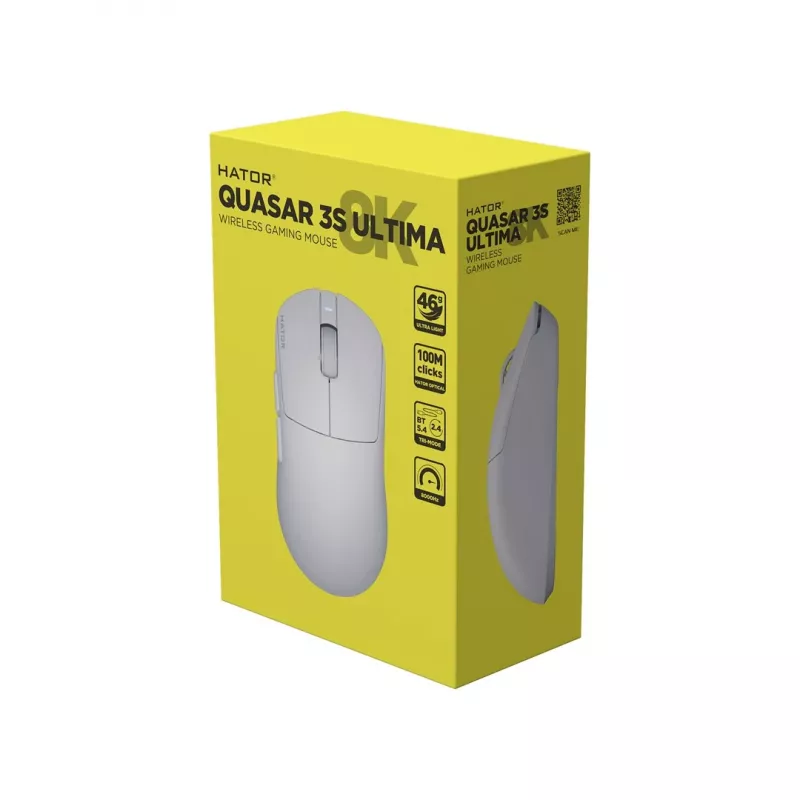 Hator Quasar 3S Ultima ratón gaming inalámbrico, blanco (HTM661)