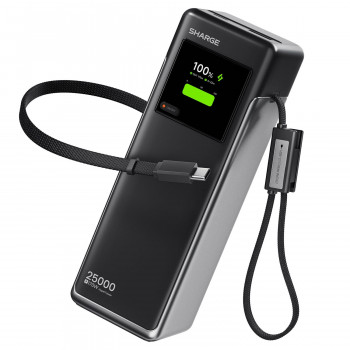Batería externa SHARGE HyperTower 170, 25.000 mAh, 170 W, 4 en 1, negra