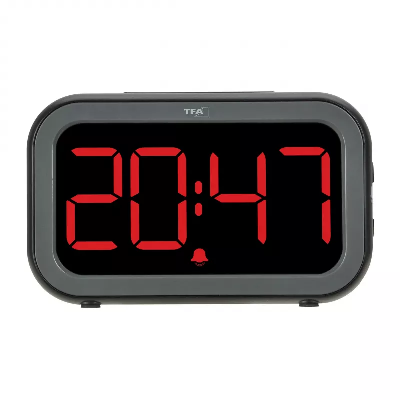 TFA Dostmann Bingo Despertador digital híbrido, pantalla LCD/LED, negro/antracita, 60.2048.01