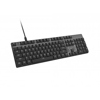 Natec Amberjack Teclado con cable, distribución US, switches lineales hot-swap, retroiluminación blanca, anti-ghosting, grabación de macros, negro/gris (NKL-2391)