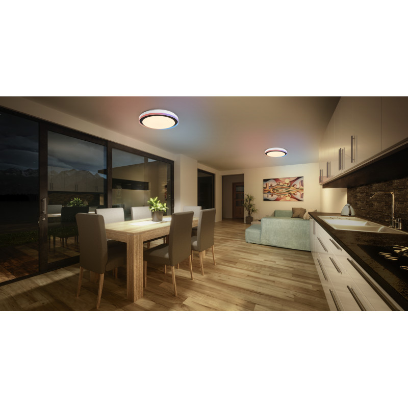 Osram SMART+ WiFi Orbis lámpara de pared/techo Magic 500 mm, RGB+TW, regulable, 38 W – negro/blanco