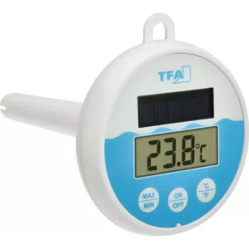 TFA Dostmann termómetro digital solar para piscina, blanco/turquesa, 30.1068.02