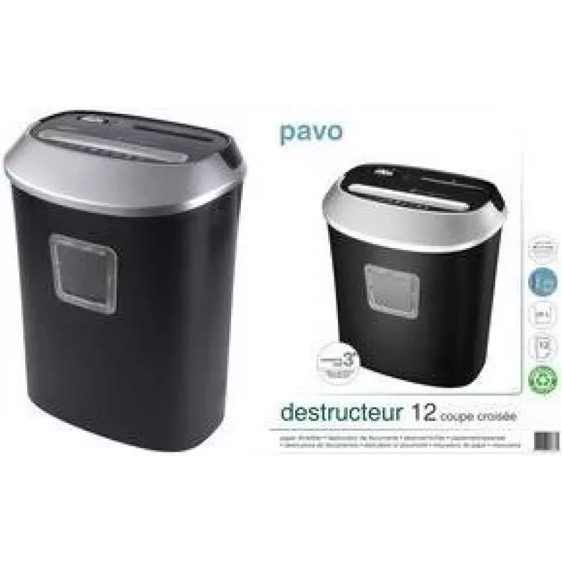 pavo Crosscut 12 destructora de documentos, partículas 5 x 38 mm, 12 hojas A4, ancho de trabajo 220 mm (8053384)