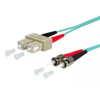 Cable de fibra óptica Metz OpDAT SC dúplex a 2x ST, OM3, 2 m, aqua