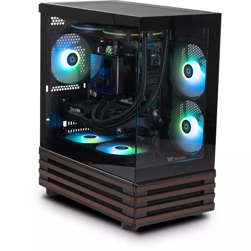 PC de sobremesa Thermaltake LCGS View 170WS, negro/madera, Windows 11 Home