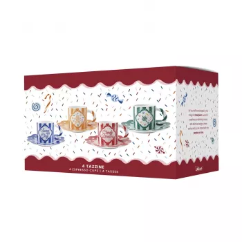 Set Bialetti Candyland de 4 tazas con platillos 80 ml