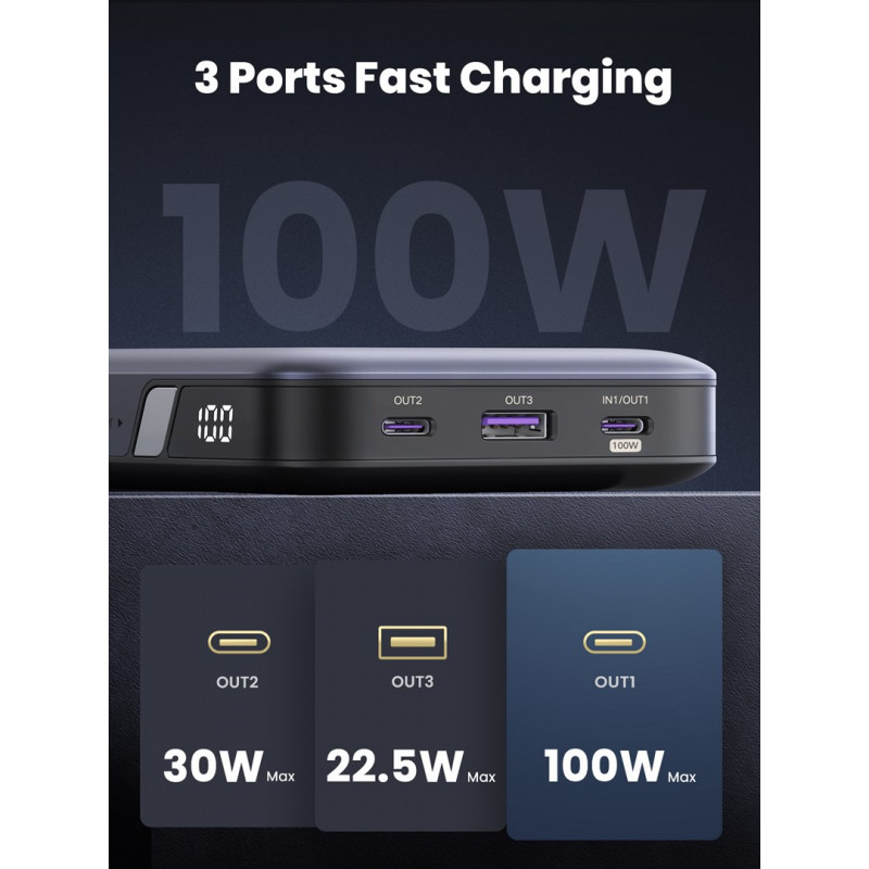Batería externa Ugreen PB720 20000 mAh, gris