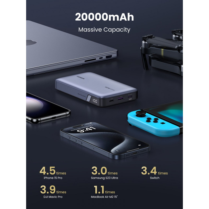 Batería externa Ugreen PB720 20000 mAh, gris