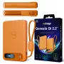 Cargador inalámbrico 3mk incharge® Genesis Qi 2 25W + PD45W, cable USB-C integrado, naranja