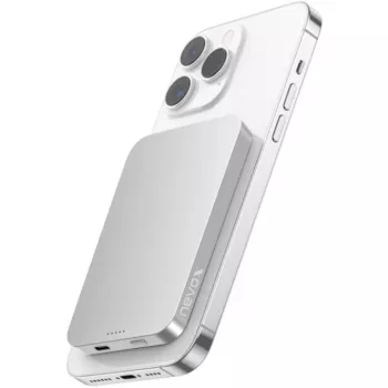 Batería externa inalámbrica magnética Nevox Qi2, 5000 mAh, plata/blanco