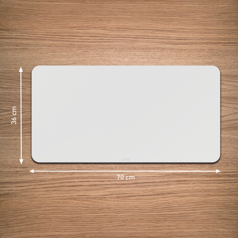 Mesa de escritura LEITZ 700 x 360 mm, piel reciclada, gris, lisa, redondeada