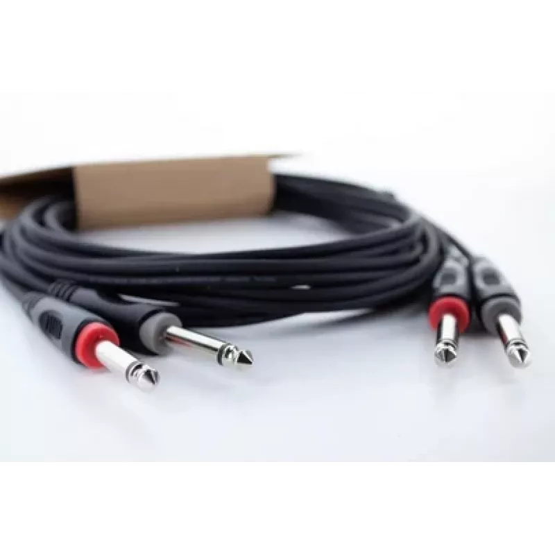 Cordial 14845 Cable de audio jack [2x conector jack 6,3 mm (mono) - 2x conector jack 6,3 mm (mono)] 3 m funda de PVC negra, Twin-Lead