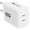 Forcell F-Energy GaN III Crystal Color VT-60 60W PD QC 4.0 2x USB-C Cargador de pared blanco + cable