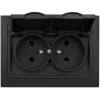 VCX WESA LC-53C Toma doble con tapa y toma de tierra, Negro