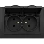 VCX WESA LC-53C Toma doble con tapa y toma de tierra, Negro