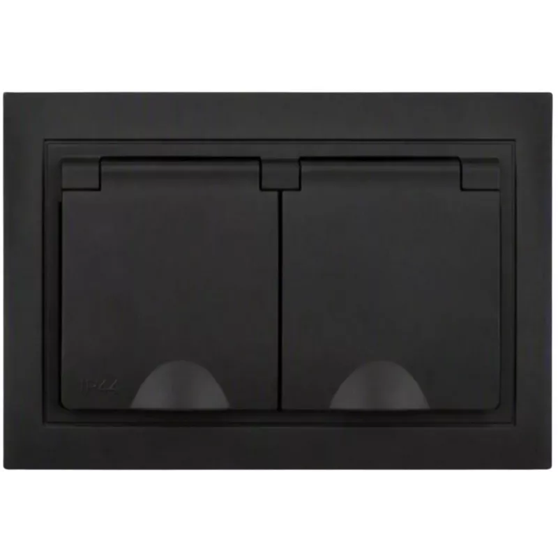 VCX WESA LC-53C Toma doble con tapa y toma de tierra, Negro