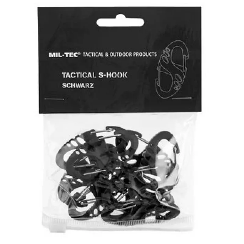 Mil-Tec S-Hook Set de mosquetones – negro