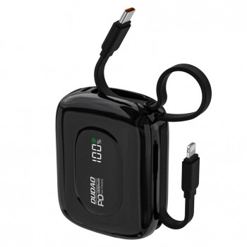 Dudao K32 Batería externa 22,5 W 10000 mAh con cable USB-C/Lightning integrado – negro