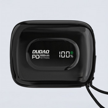 Dudao K32 Batería externa 22,5 W 10000 mAh con cable USB-C/Lightning integrado – negro