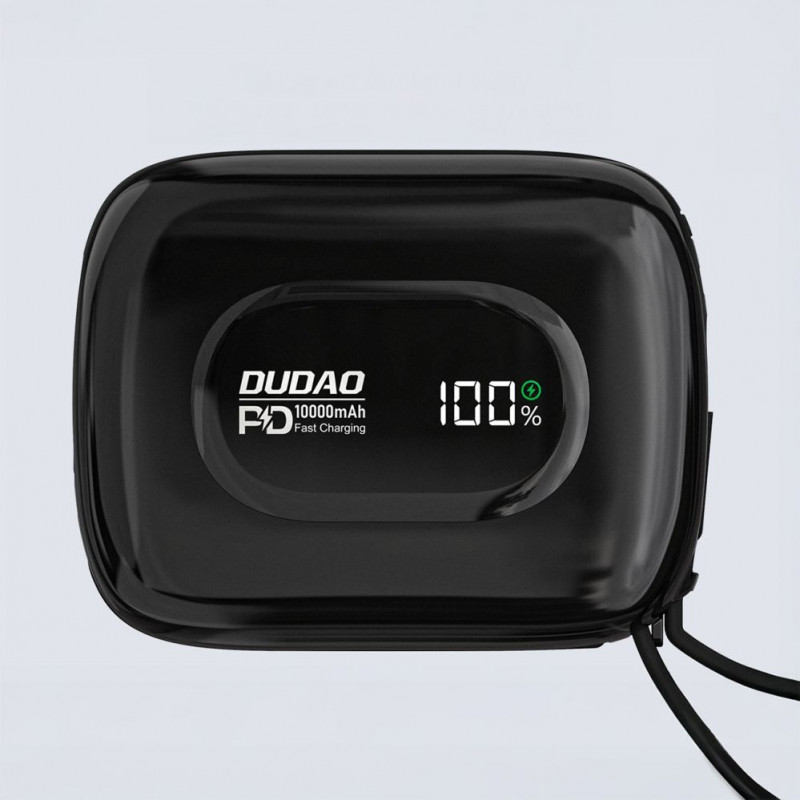 Dudao K32 Batería externa 22,5 W 10000 mAh con cable USB-C/Lightning integrado – negro