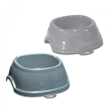 Stefanplast Break 2 comedero para mascotas 0,6 l, 19x19x7 cm, surtido gris/azul