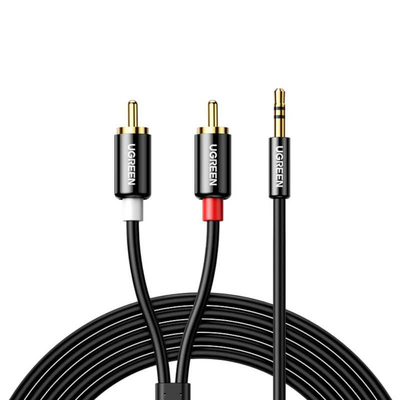 Cable de audio UGREEN AV116 RCA a AUX 3,5 mm, 1 m, negro