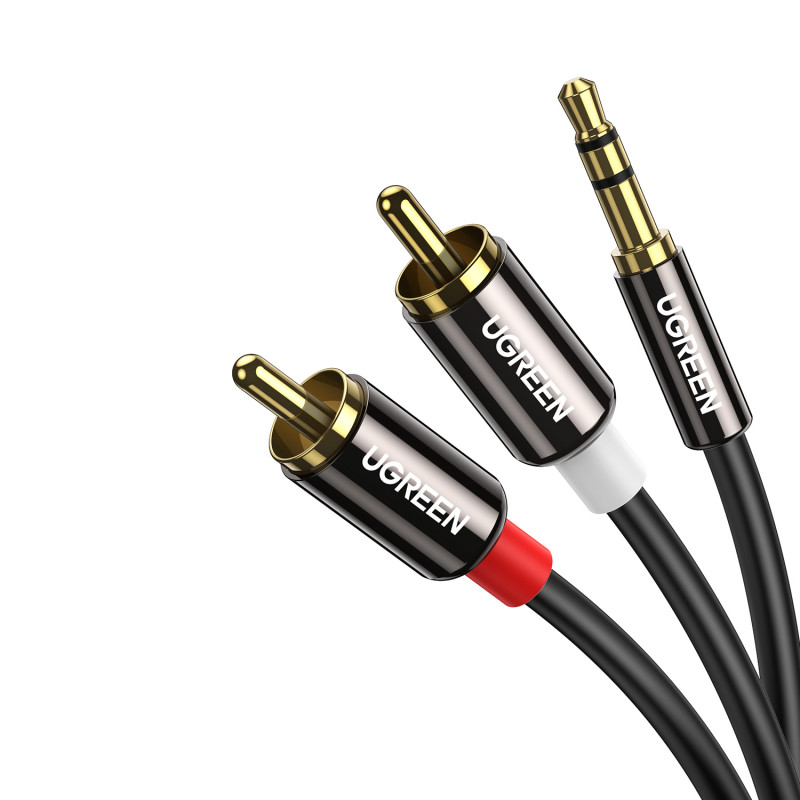 Cable de audio UGREEN AV116 RCA a AUX 3,5 mm, 1 m, negro