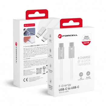 Forcell cable USB USB-C a USB-C, 2 m, 240 W, blanco
