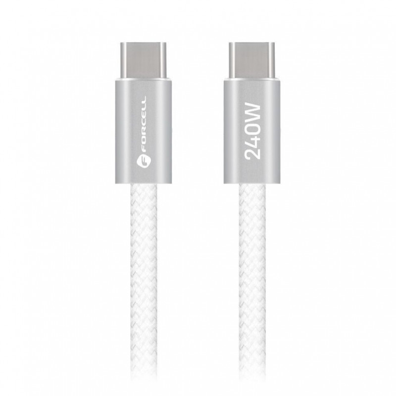 Forcell cable USB USB-C a USB-C, 2 m, 240 W, blanco