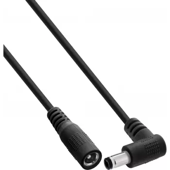 InLine® cable de extensión DC, conector macho acodado, 5,5 x 2,5 mm, negro, 0,5 m