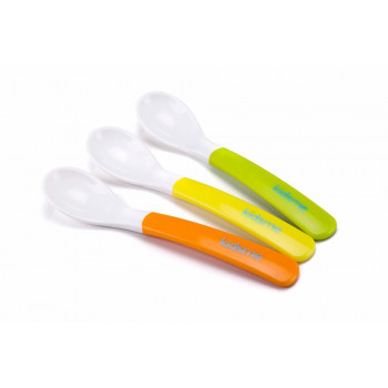 Juego de cucharas Kidsme (3 uds.), naranja, amarillo, verde, desde 3 meses