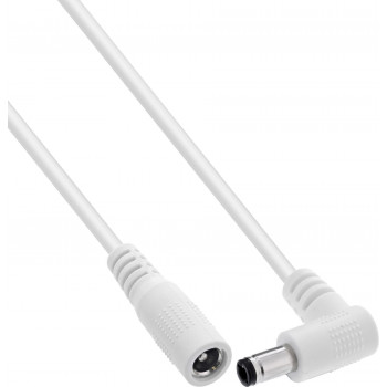 InLine® cable de extensión DC, conector macho acodado, 5,5 x 2,5 mm, blanco, 0,2 m