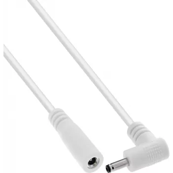 InLine® cable de extensión DC, conector macho acodado, 3,5 x 1,35 mm, blanco, 0,2 m