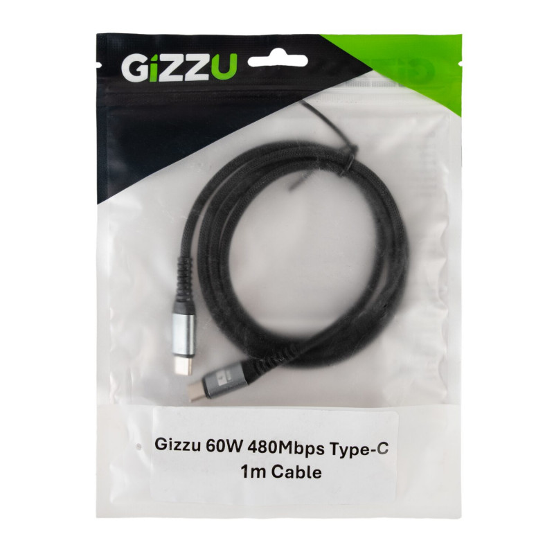 Gizzu cable USB-C a USB-C 60W 480Mbps, 1 m