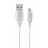 Gembird cable USB 2.0 a Lightning (8 pines) con trenza textil, 2 m, blanco