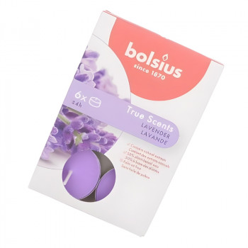 Bolsius True Scents velas de té perfumadas, lavanda, 6 uds.