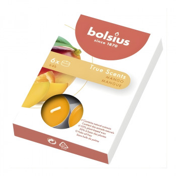 Bolsius True Scents velas de té perfumadas, mango, 6 uds.