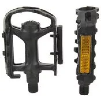 Pedales de bicicleta FISCHER, para mountain bikes, plástico negro, con reflectores laterales - 1 unidad