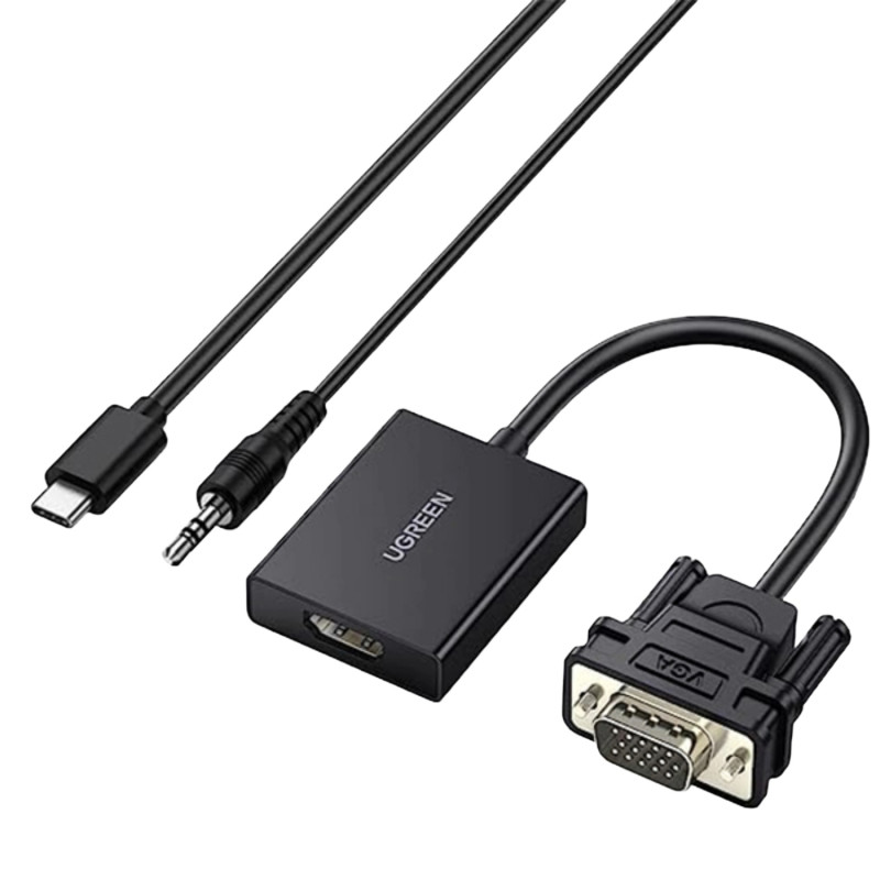 UGREEN CM513 Convertidor VGA a HDMI, conector macho a conector hembra, 1080p Full HD, negro
