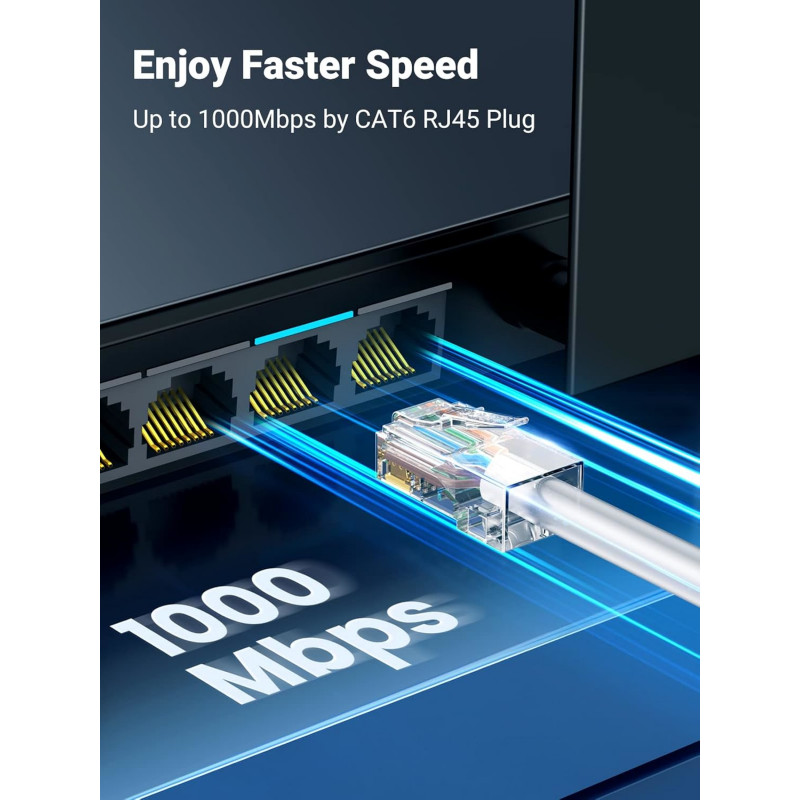 UGREEN conector modular Cat6 RJ45 (50 uds.) – transparente con contactos dorados