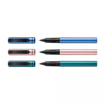 Pelikan Pina Colada bolígrafo rollerball, expositor de 12, carcasa y capuchón de metal, negro (605502)