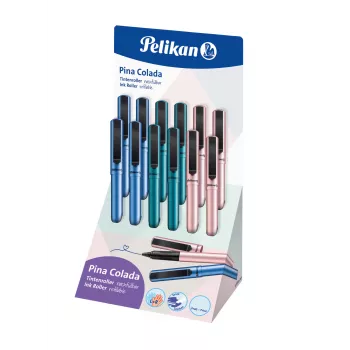 Pelikan Pina Colada bolígrafo rollerball, expositor de 12, carcasa y capuchón de metal, negro (605502)