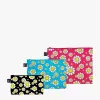 LOQI set de bolsas – Flowers negro, Aquarius, Raspberry (3 uds.)
