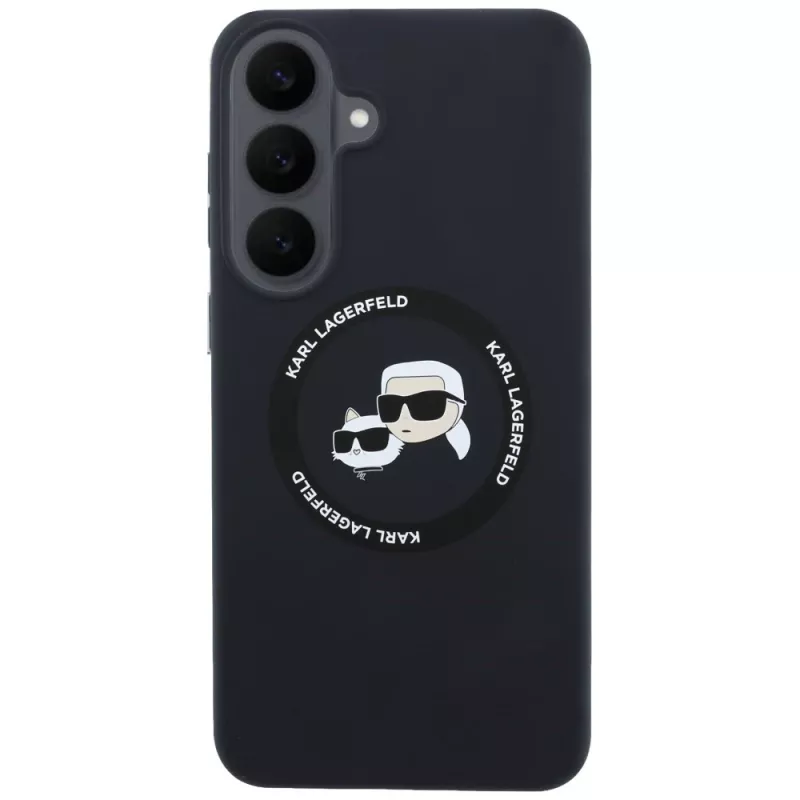 Funda Karl Lagerfeld Silicon Karl&Choupette Heads MagSafe para Samsung Galaxy S26 FE negra