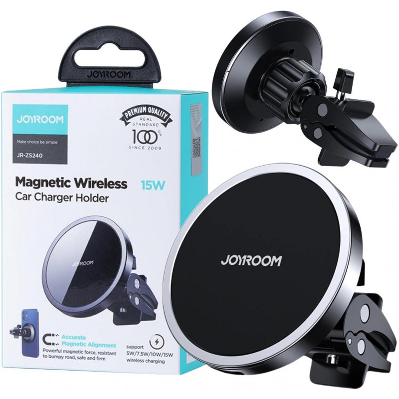 Joyroom JR-ZS240 soporte magnético para coche con cargador inalámbrico Qi de 15W, MagSafe
