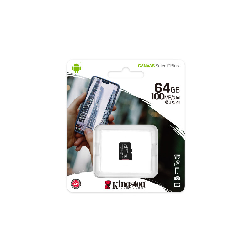 Kingston Tarjeta microSDXC 64 GB, UHS-I (SDCS2/64GBSP)